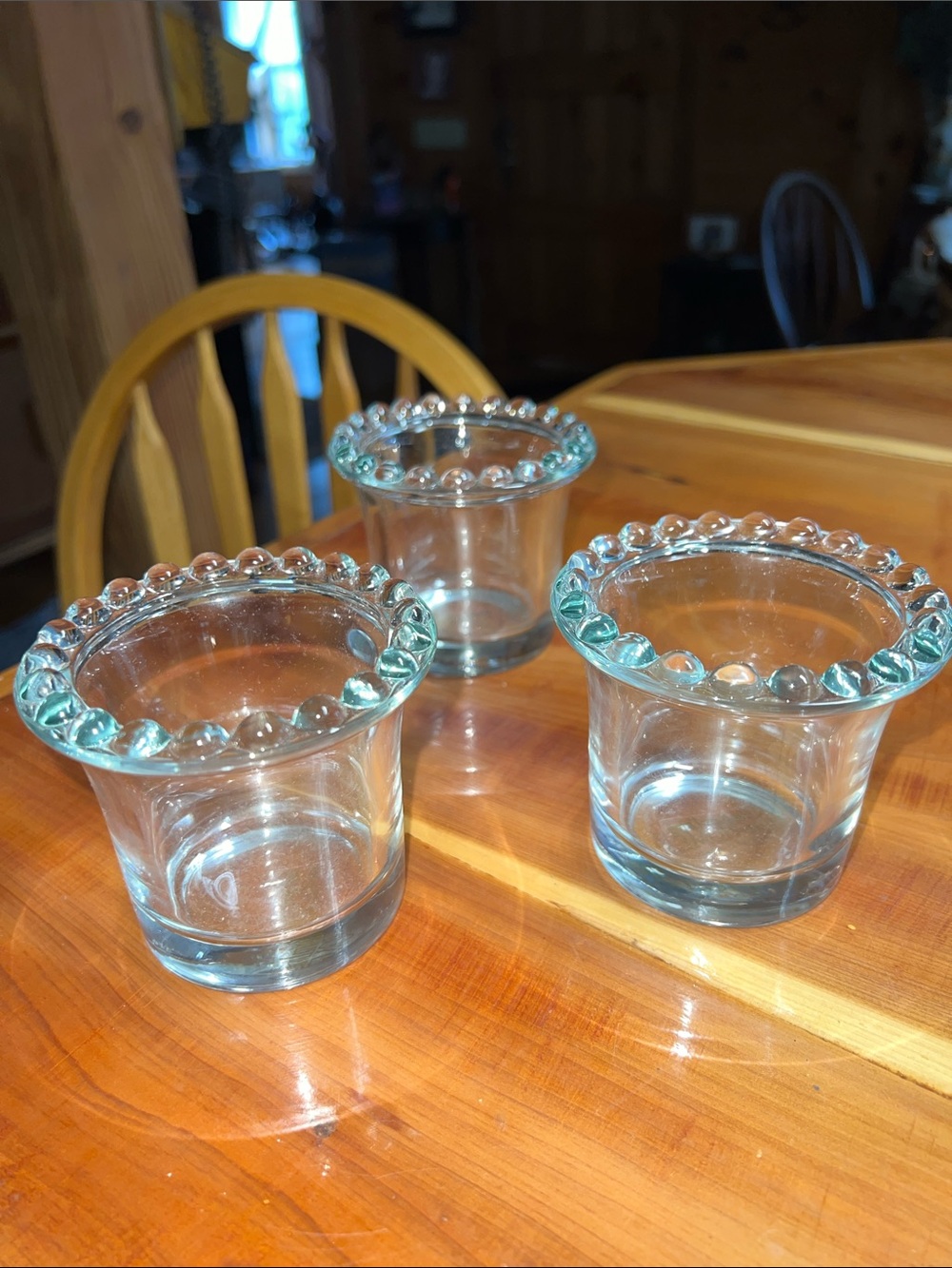 Southern Living Clear Glass Beaded Rim Votives - Set of 3